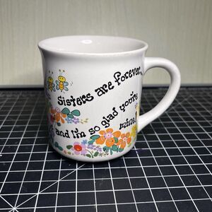 Vintage JSNY Sisters are Forever Mug White Flower Print Coffee Cup